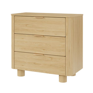 Mesita <span class=keywords><strong>de</strong></span> <span class=keywords><strong>noche</strong></span> alta moderna en roble natural, mesita <span class=keywords><strong>de</strong></span> <span class=keywords><strong>noche</strong></span> ancha <span class=keywords><strong>de</strong></span> madera con 2 cajones <span class=keywords><strong>de</strong></span> almacenamiento, mesita <span class=keywords><strong>de</strong></span> <span class=keywords><strong>noche</strong></span> <span class=keywords><strong>de</strong></span> diseño <span class=keywords><strong>de</strong></span> perfil Curvo - Product Image 2