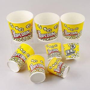 Cubo de papel biodegradable ecológico para palomitas de cine, apto para alimentos, con tapa, para envasado de alimentos al por mayor - Product Image 4