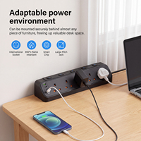 Multiprise de bureau à fixation sur bureau (type UK) avec 5 prises, 3 ports USB-C 20W et 1 port USB-A 18W, 3250W, protection contre les surtensions, pour le bureau