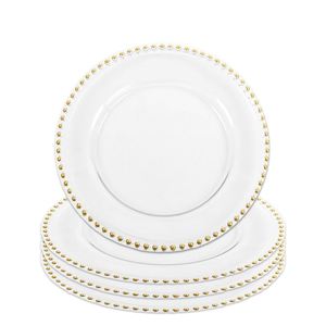 Assiettes de présentation rondes transparentes en plastique PP écologique de 13 pouces, style moderne et luxueux, pour mariage, décoration de table, assiettes de dîner - Product Image 1