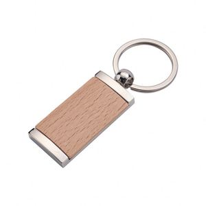 Porte-clés rectangulaire en bois durable, double face, avec logo gravé au laser, grain de bois, prix usine OEM, vente en gros - Product Image 2
