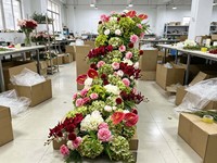 Guirlande florale artificielle en soie rouge et verte de 2 m pour allée de mariage, scène, sol, centre de table fait main TUOYI – Vente en gros
