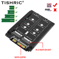 TISHRIC port Ganda M.2 ke Sata 22PIN kartu adaptor M.2 NGFF SSD ke 2.5in SATA antarmuka untuk 2230-2280 M2 SSD
