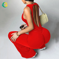 Combinaison de sport pour femme, sans couture, col en V, évasée, dos nageur, une pièce, en nylon et élasthanne gaufré, rouge uni, séchage rapide, imperméable