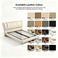 Lit rembourré en cuir véritable de luxe, style minimaliste moderne, taille King Queen, pour chambre à coucher, V436