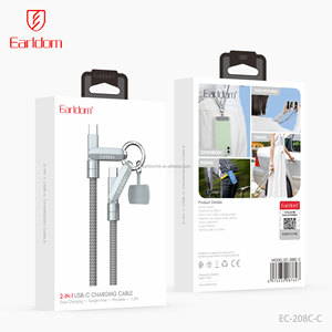 Earldom สายดาต้า USB-C กับ USB-C 2 in 1 USB-C สายชาร์จเร็ว PD 60W สายคล้องแบบยืดหดได้สำหรับชาร์จโทรศัพท์ - Product Image 6