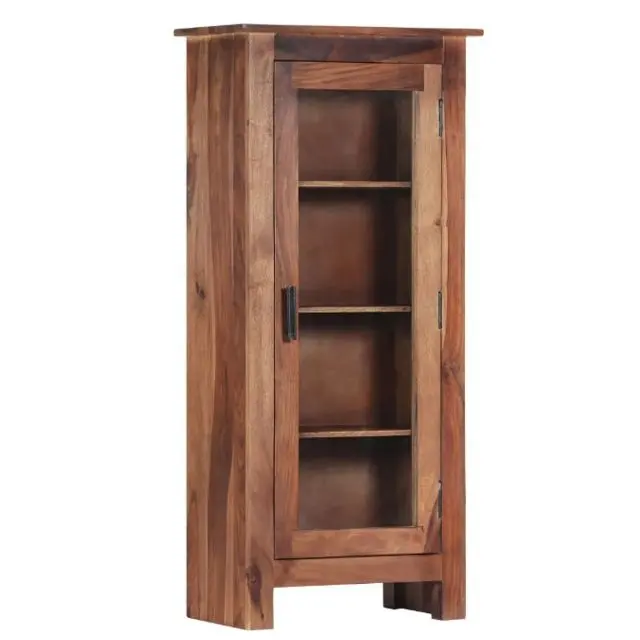 Vintage Sheesham Hout Opslag Studeerkamer Boekenkast Display Unit Met Planken En Deur Houten Kasten Met Glazen Deur