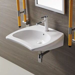 23-inch Chiều cao có thể điều chỉnh Xe lăn có thể truy cập nhà vệ sinh phòng tắm gốm Chất lượng cao cấp tường treo hàng rào miễn phí vô hiệu hóa bồn rửa - Product Image 2
