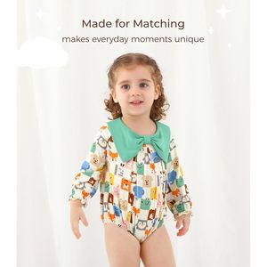 DreamHalo <b>Baby</b> Girls Bodysuit Long Sleeve Soft Viscose From Bamboo Cute Animal Print Outfit Infant Clothes - Product Image 3