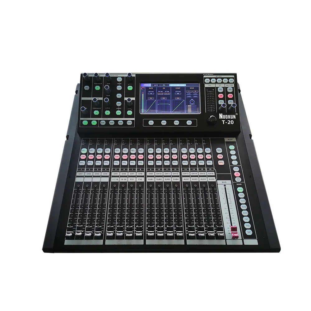 Nuoxun mixer de áudio digital, 20 canais de entrada T-20 com fader eletrônico misturador de áudio de alta qualidade