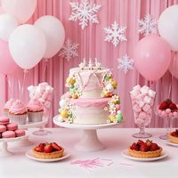 Lot de 41 décorations pour gâteau en forme d'oie, nœuds roses, rubans en satin, fleurs marguerites, ballons pastel, fournitures pour fête prénatale ou anniversaire sur le thème de la ferme