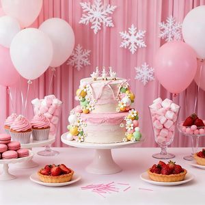 Set Decorazione Torta Oca 41 Pezzi, Fiocco Rosa, Nastro in Raso, Palloncino a Margherita, Forniture per Feste di Compleanno e Baby Shower a Tema Fattoria in Tonalità Pastello - Product Image 2