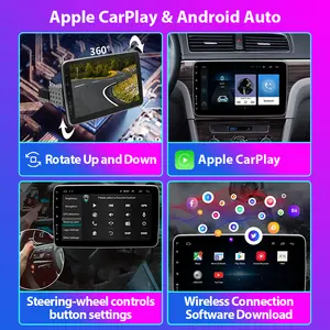 Rádio multimídia para carro, rádio autoradio com tela sensível ao toque, sistema giratório Android de 10 polegadas para DVD player, navegação por GPS, estéreo para carro