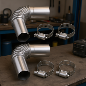 Connecteur coudé pour tuyau d'échappement en acier inoxydable, 0.98 pouces, avec 4 colliers de serrage, pour chauffages diesel, équipement de véhicule - Product Image 2