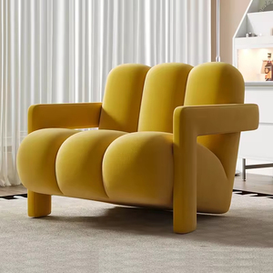 Sillón <span class=keywords><strong>de</strong></span> Terciopelo <span class=keywords><strong>de</strong></span> Estilo Nórdico Moderno con Estructura <span class=keywords><strong>de</strong></span> Madera para Sala <span class=keywords><strong>de</strong></span> Estar, Salón o Vestíbulo <span class=keywords><strong>de</strong></span> Hotel - Product Image 1