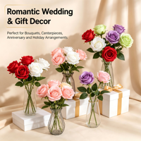 Rose artificielle en tissu à tige unique de 48 cm, fausse fleur de rose pour la décoration de la maison, de la table, des mariages et des fêtes