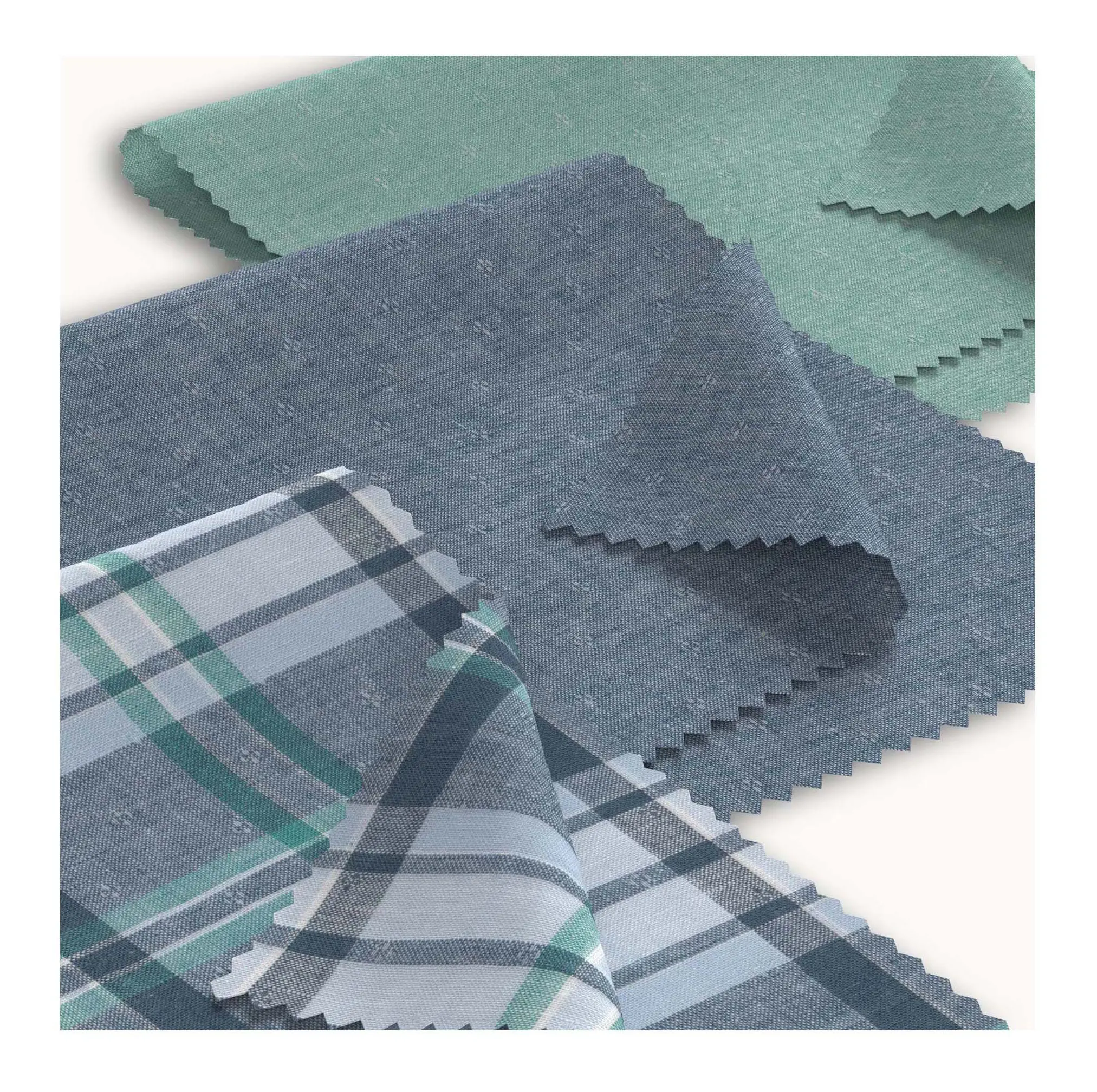 Personalizzazione 55 cotone 45 tessuto di lino Dobby strutturato in tinta unita o tessuto a quadri per camicie