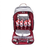 Ensemble de sac à dos de pique-nique durable, portable pour l'extérieur, avec couverts en aluminium, assiettes en mélamine, verres à vin, camping, randonnée, voyage