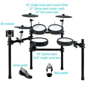 Venta al por mayor de 5 juegos de carcasas de batería y 3 piezas de platillos para baterías electrónicas silenciosas con reducción de ruido incorporada para uso en interiores. - Product Image 2
