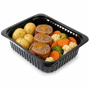 Bandeja <span class=keywords><strong>de</strong></span> Plástico Grande Negra <span class=keywords><strong>de</strong></span> Grado Alimenticio PP, Apilable, <span class=keywords><strong>para</strong></span> Comida Preparada, Carne, Charcutería, <span class=keywords><strong>para</strong></span> Fiestas, Directo <span class=keywords><strong>de</strong></span> Fábrica - Product Image 1