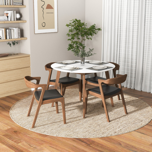 Modern Alina Solid Wood White Dining <b>Table</b> and 4 <b>Side</b> Chairs-Eco-Friendly & Durable Living Room & Hotel Furniture <b>Set</b> - Product Image 3