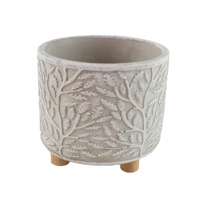 Pots et jardinières en gros avec de nouveaux designs mettant en vedette des pieds en ciment et en bois, jardinière sur pied
