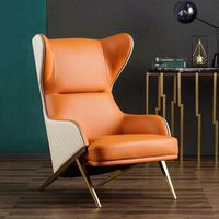 Fauteuil à bascule en cuir jaune pour salon, hôtel et salle de séjour, coussin de haute qualité, confortable, structure robuste
