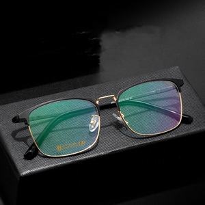 コンピューターグラスレトロ男性老眼鏡アルミフレームハーフガラスドアデザインブルーカットメガネアンチブルーライトガラス男性用 - Product Image 1