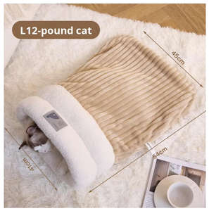 Tempat Tidur Hewan Peliharaan Kucing & Anjing Portabel Berbahan Katun Beludru Tebal Korduroi Bulu Domba, Desain Aman, Tanpa Perakitan, untuk Musim Gugur & Dingin - Product Image 2