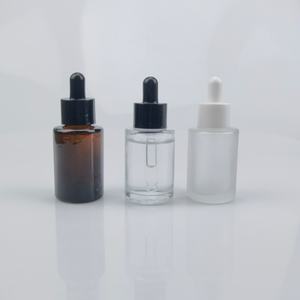 Flacon compte-gouttes en verre ambré à épaule plate pour huiles essentielles, 2 oz, vente en gros - Product Image 2