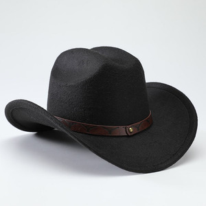 Sombrero Fedora Occidental Clásico Unisex Personalizado al por Mayor con Patrón Étnico, Decoración de Cinturón con Estampado de Cabeza de Toro, Gorra de Vaquero Retro - Product Image 2