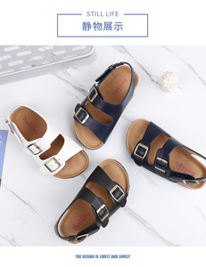 Nouvelle sandale décontractée en PU et bois à semelle souple pour <span class=keywords><strong>garçons</strong></span> et filles, chaussures de plage à fond plat pour l'été et l'automne - Product Image 3