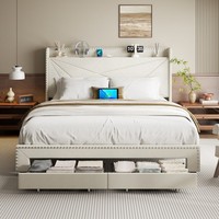 Großhandel Verstellbares Konvertierbares Modernes Klappbares Kopfteil Kingsize Gepolstertes Weiches Bettgestell mit Stauraum und USB-Ladefunktion für Luxus