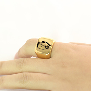 Unisex Square Face Design <b>Ring</b> 18mm Gold Plated Geometric Jewelry Gift for <b>Men</b> Women - Product Image 2