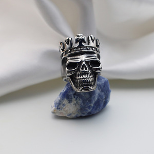 Skull Crown <b>Titanium</b> Steel <b>Ring</b> Men's Fashion Jewelry Gift Geometric Design Index Finger <b>Ring</b> European American Style - Product Image 3