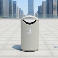 Poubelle en métal à faible MOQ avec panier à déchets intégré, fabrication OEM, poubelles de recyclage modernes en acier galvanisé blanc et noir pour usage public