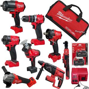 جاهز للشحن: طقم أدوات كهربائية لاسلكية جديدة أصلية 18 فولت مع بطاريتين ليثيوم 5.0 أمبير/ساعة، يتضمن مثقاب طرق ومفتاح ربط وجلاخة - ضمان سنة واحدة - Product Image 1