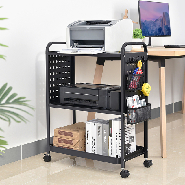 Under Desk Printer Stand Printer Table 3 Tier Office Storage Trolley Industrial Printer Holder Rack With Lockable Casters