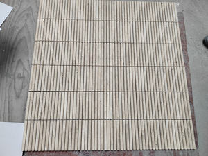 Belle planche murale moderne salle de bain travertin marbre mosaïque carrelage rétro mosaïque pour pilier décoration pierre naturelle cannelée - Product Image 3