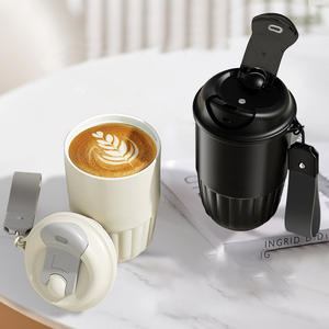 Taza termo de cerámica portátil moderna con asa para bebidas calientes o frías, café, agua, té para el hogar o viajes - Product Image 1