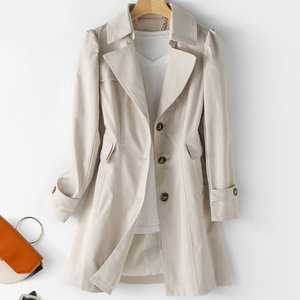 Gabardina de <span class=keywords><strong>Mujer</strong></span> para Otoño, Color Sólido, Entallada, Estilo Moderno, Cierre de Un Solo Botón, Largo Medio - Product Image 4