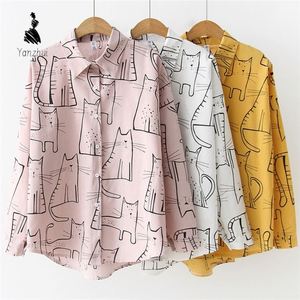 Chemise Printemps 2026 à Motif Chat Tendance pour Femme Coupe Ample <span class=keywords><strong>Style</strong></span> Coréen - Product Image 1