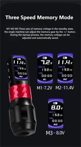 Nouvelle arrivée, stylo de tatouage sans fil, batterie au lithium, 3 modes de mémoire, cartouche compatible, stylo professionnel pour maquillage permanent - Product Image 6