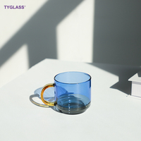 Tasses en verre borosilicate personnalisées, créatives, deux couleurs, vaisselle unique, 300 ml, compatibles lave-vaisselle et micro-ondes, pour thé et café
