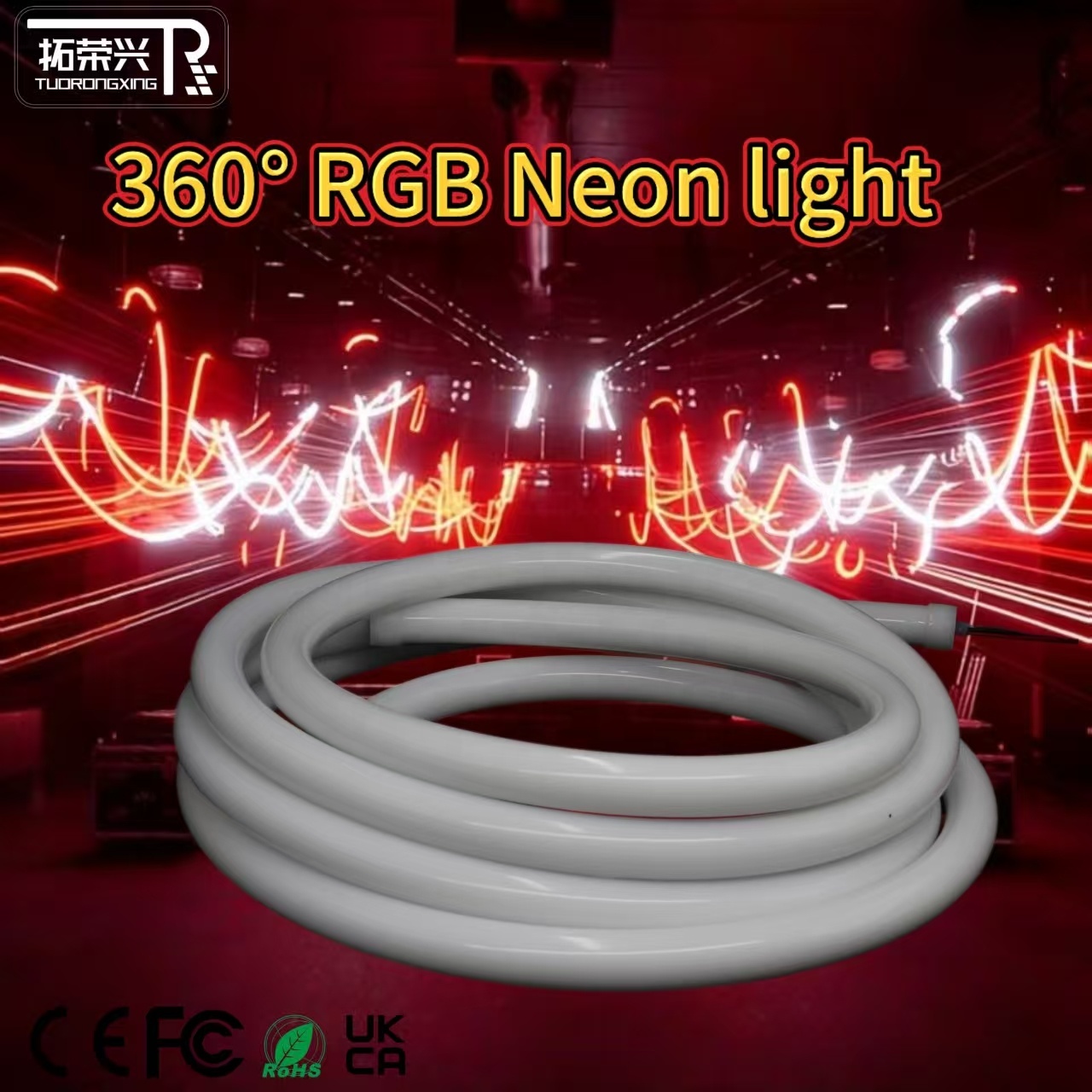 TRX ODM D22 D30 SPI DMX512 360 Degree Neon 24V LED Club Lights RGB LED IP67 Silicone Tube Neon Flex for Club Music Festival