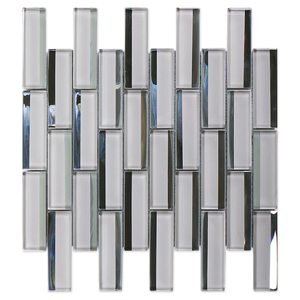 Nhà hàng hiện đại nhà bếp backsplash hình chữ nhật 8mm Gương trắng ngón tay khảm thủy tinh - Product Image 1