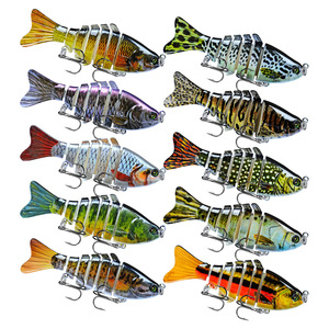 Leurre de pêche 7 segments 10cm 15.5g en plastique dur multi-articulé, leurre nageur longue portée pour la pêche au bar et à la truite - Product Image 3