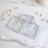 Boîte à ongles carrée transparente haut de gamme recyclable en gros d'usine, boîte de rangement et de présentation pour faux ongles, emballage pour feuilles d'ongles et bijoux