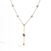 Collier chaîne à maillons en Y classique plaqué or, fabriqué en usine, avec motifs Soleil, Lune et Étoile, pour femme, avec verre – Nouvelle collection en promotion