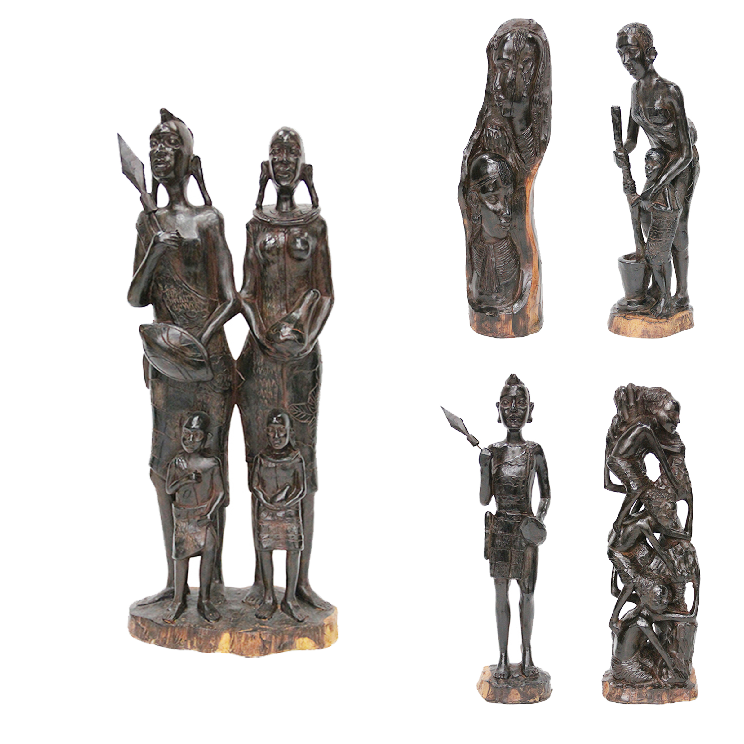 アフリカンアート 木製彫刻像 約110cm Artificial-Figurine-African-
